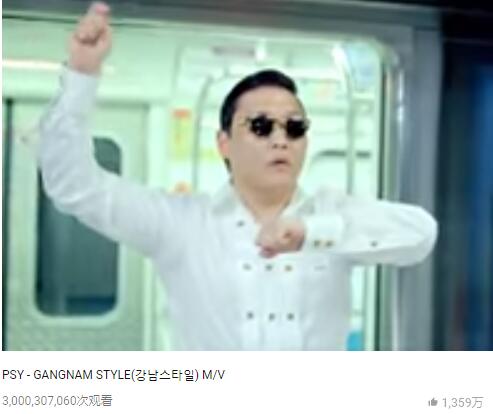 厉害了！《江南Style》MV在YouTube播放量突破30亿次 ​